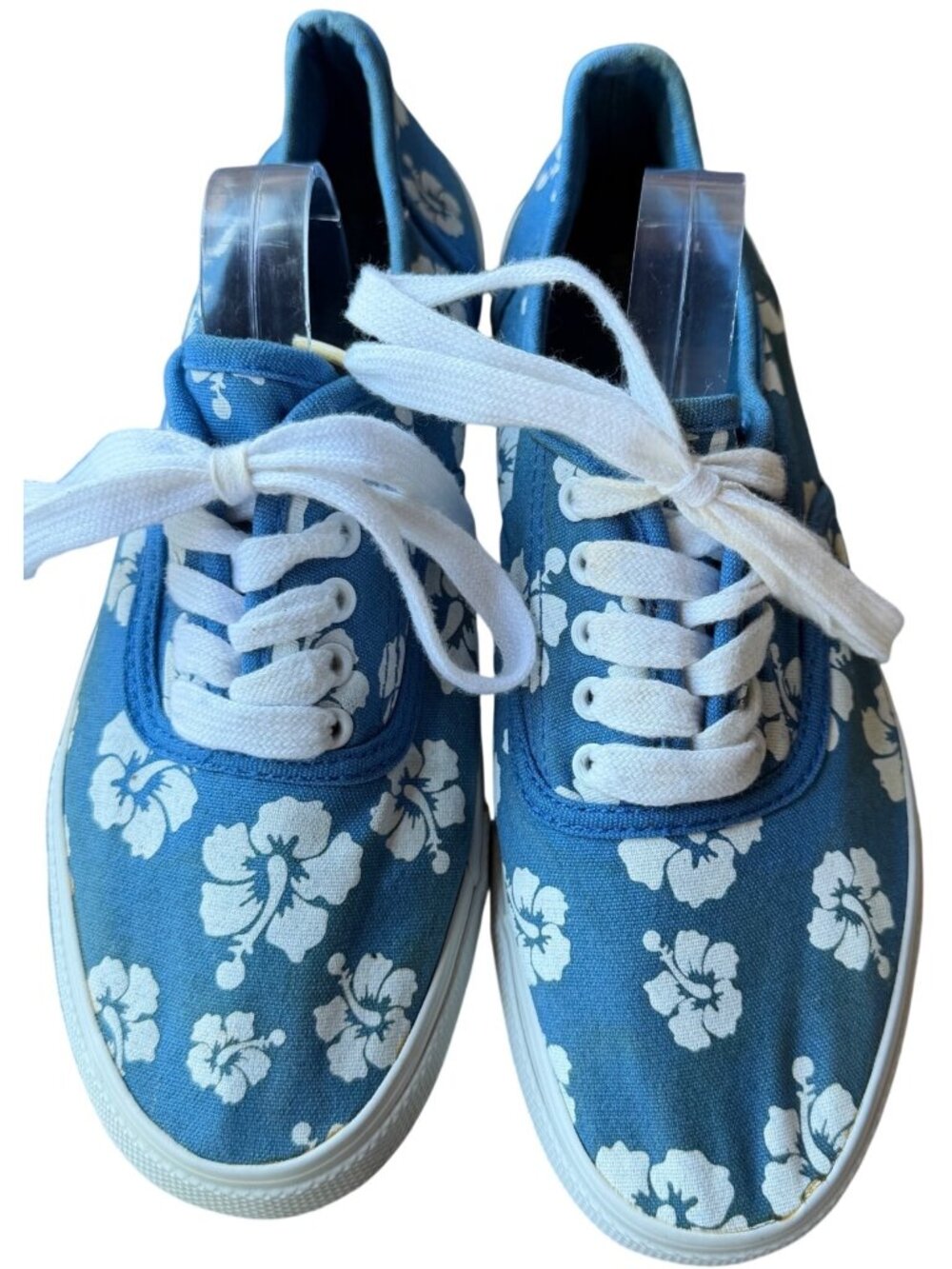 Mossimo Supply Blue Lace-up Casual Sneakers w/White Floral Print Women's Size 8
